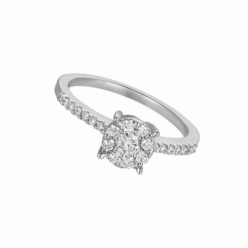 Contemporary 0.35 Carat Natural Diamond Cluster Ring G SI 14 Karat White Gold For Sale