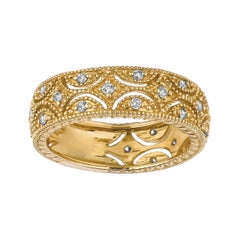 Anello a fascia di eternità con diamante naturale da 0,35 carati G-H SI in oro giallo 14 carati