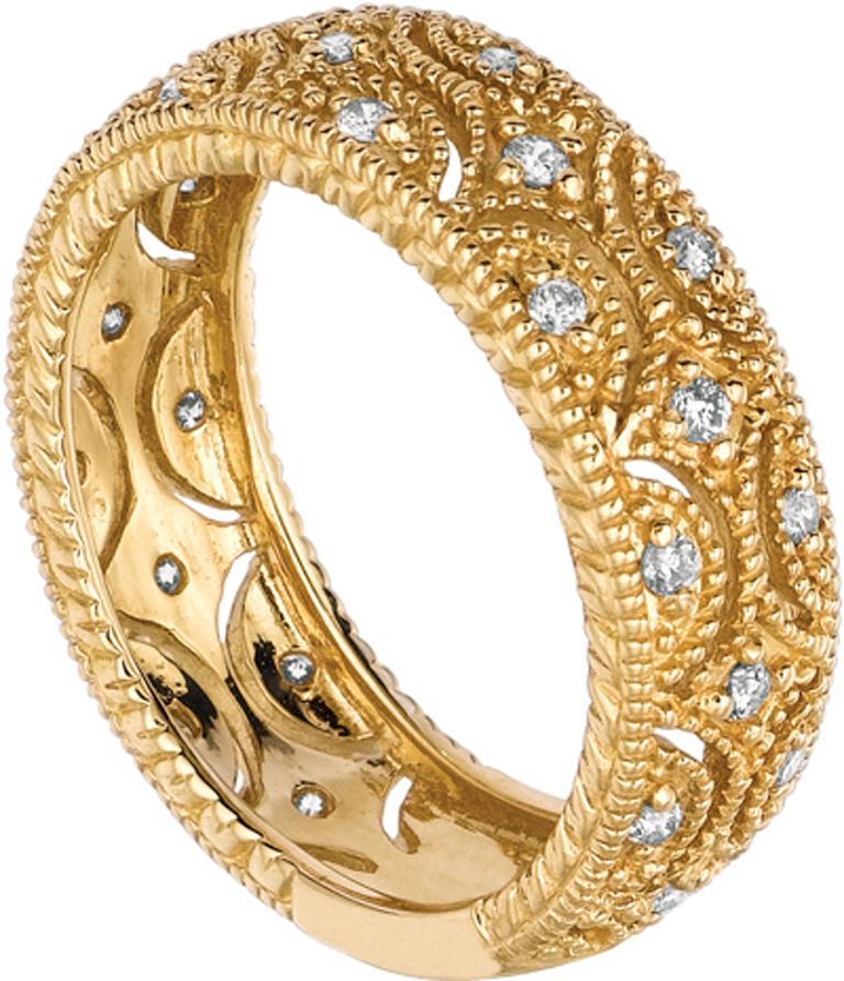 gold band with diamonds