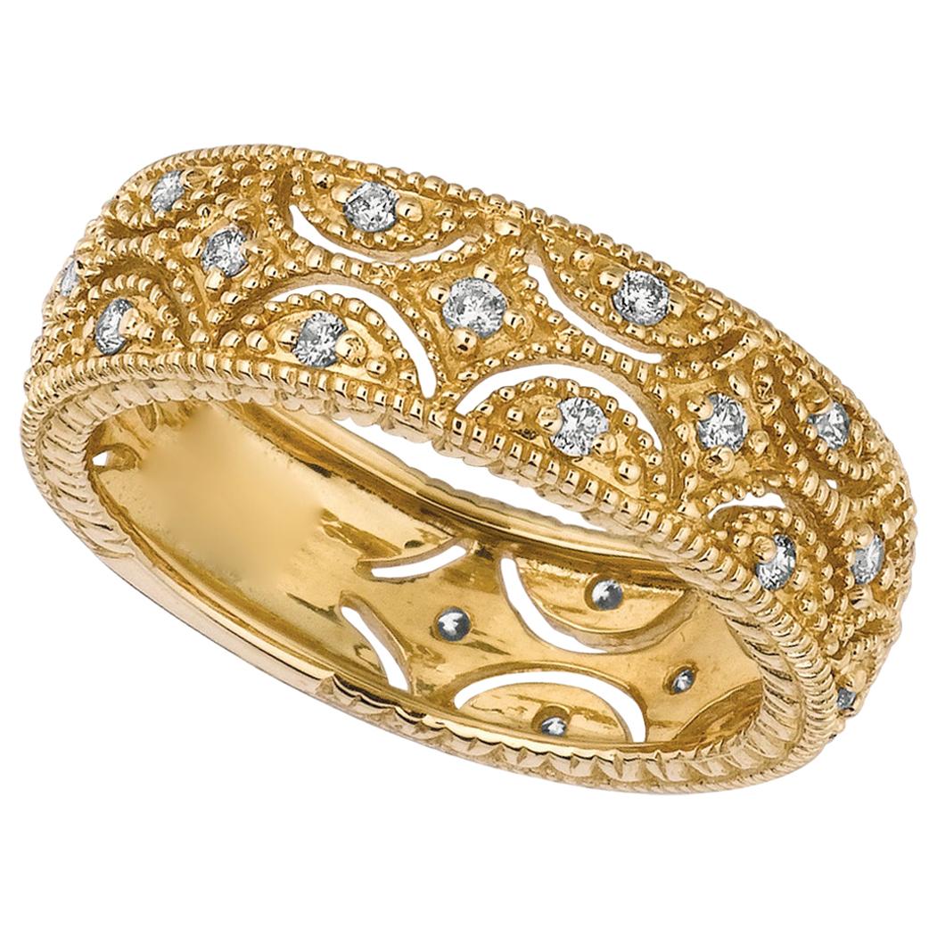 0.35 Carat Natural Diamond Eternity Band Ring G-H SI 14 Karat Yellow Gold For Sale