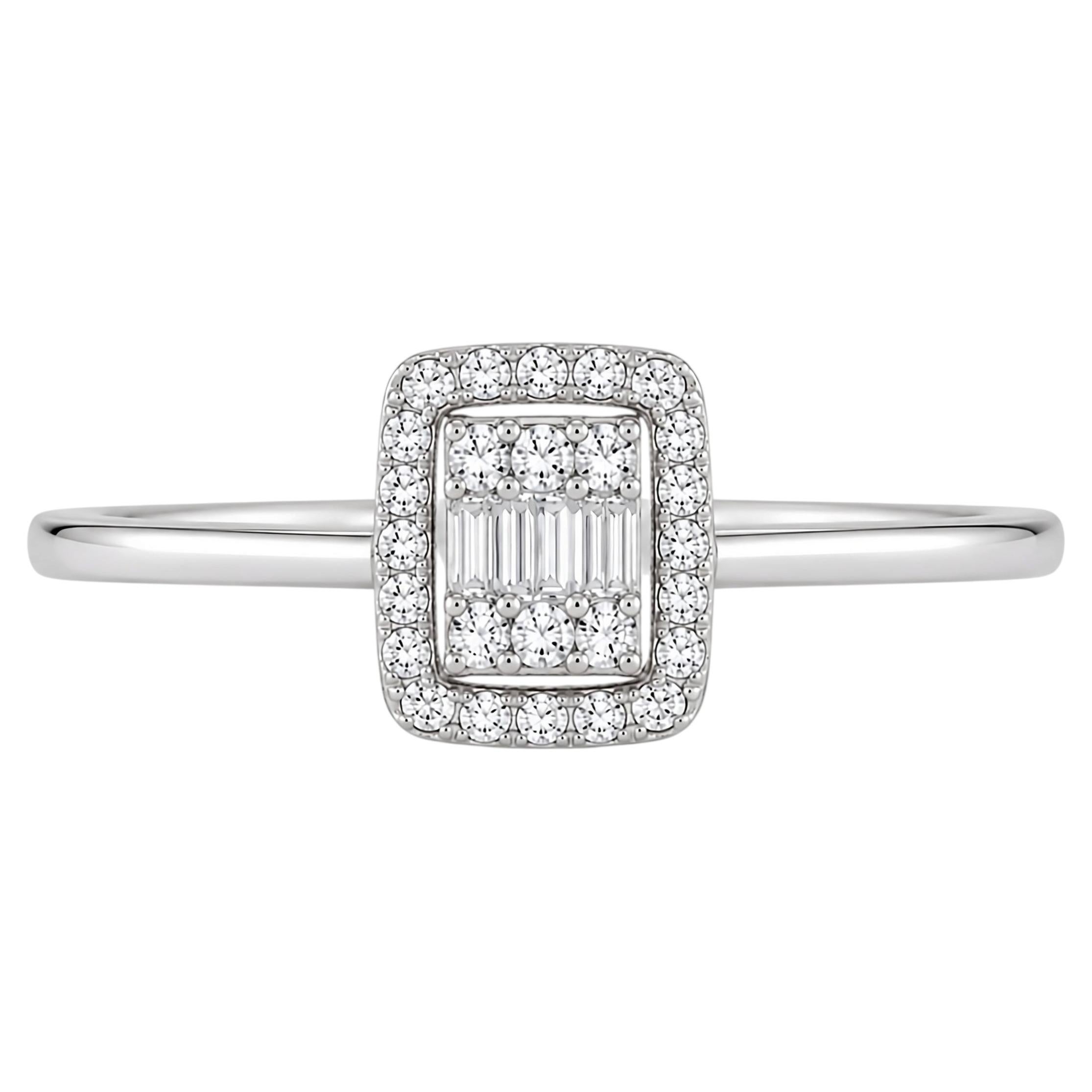 0,35 Karat natürlicher Diamant Halo Ring in 18K Weißgold Vintage Verlobungsring