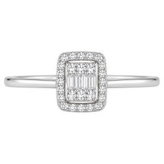 0.35 Carat Natural Diamond Halo Ring in 18K White Gold Vintage Engagement Ring