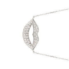 0.35 Carat Natural Diamond Lips Necklace 14 Karat White Gold G SI Chain
