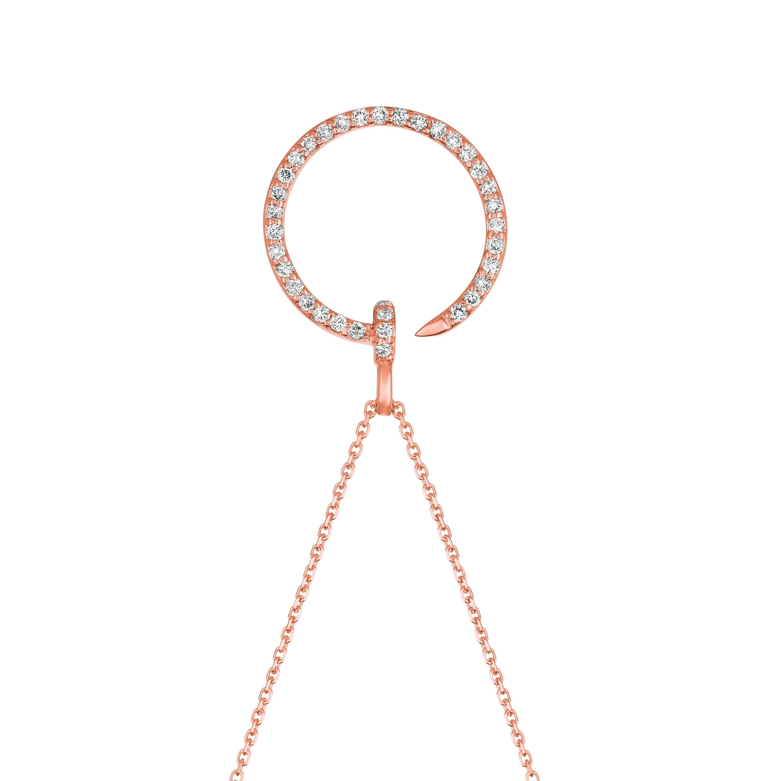 Contemporaneo Collana con diamanti naturali da 0,35 carati in oro rosa 14 carati G SI in vendita