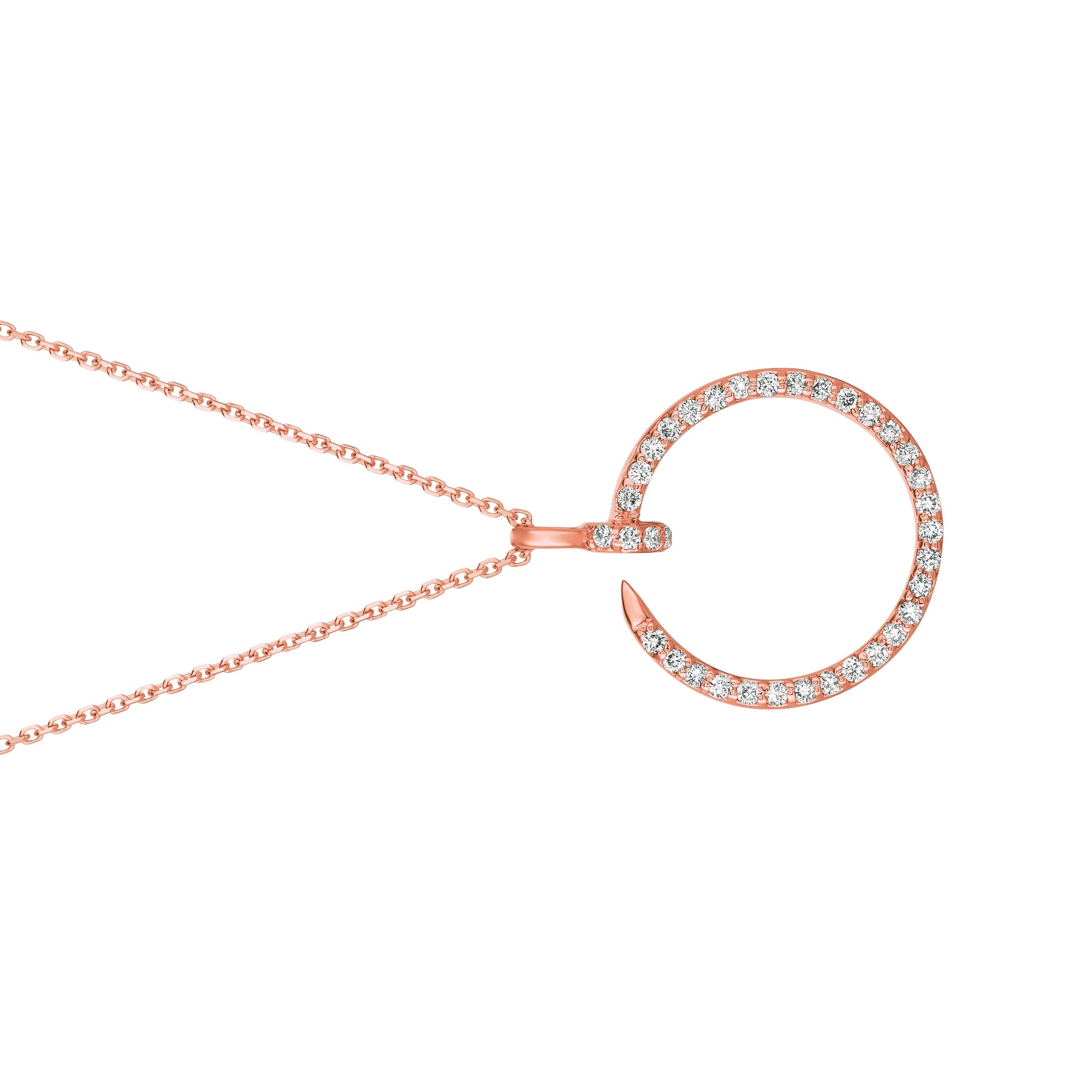 Taglio a rosa Collana con diamanti naturali da 0,35 carati in oro rosa 14 carati G SI in vendita