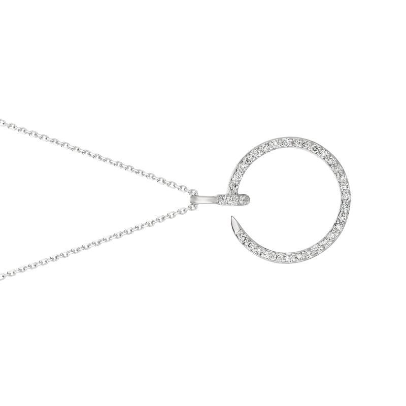 Taglio rotondo Collana con diamanti naturali da 0,35 carati in oro bianco 14 carati G SI in vendita