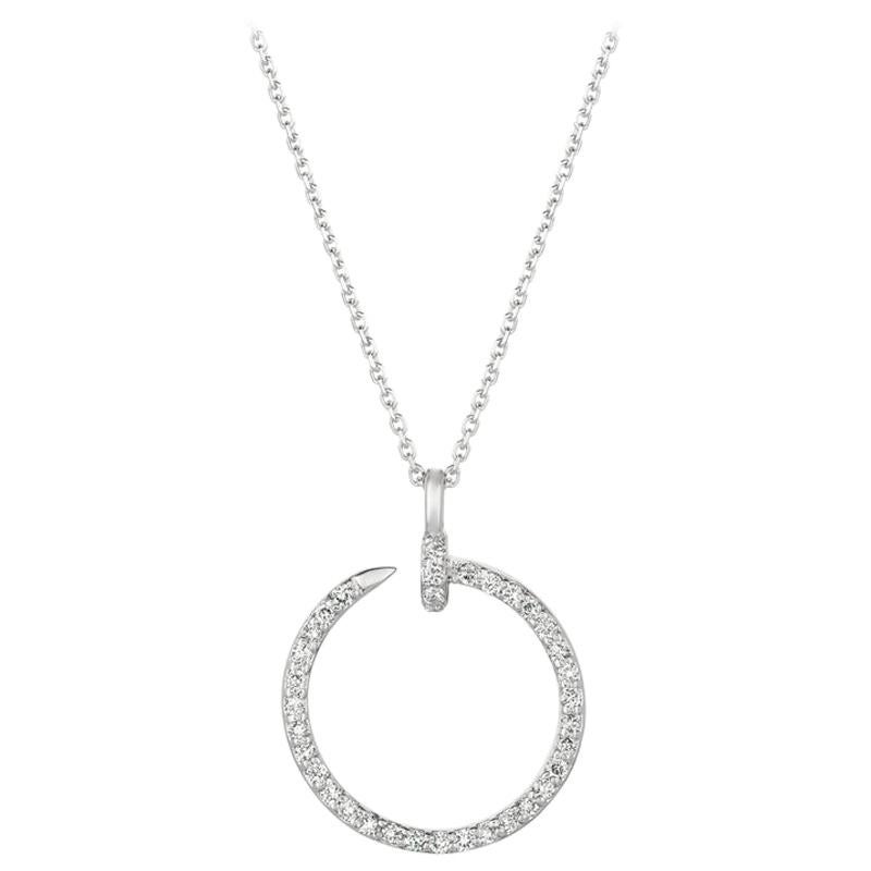 Collana con diamanti naturali da 0,35 carati in oro bianco 14 carati G SI in vendita