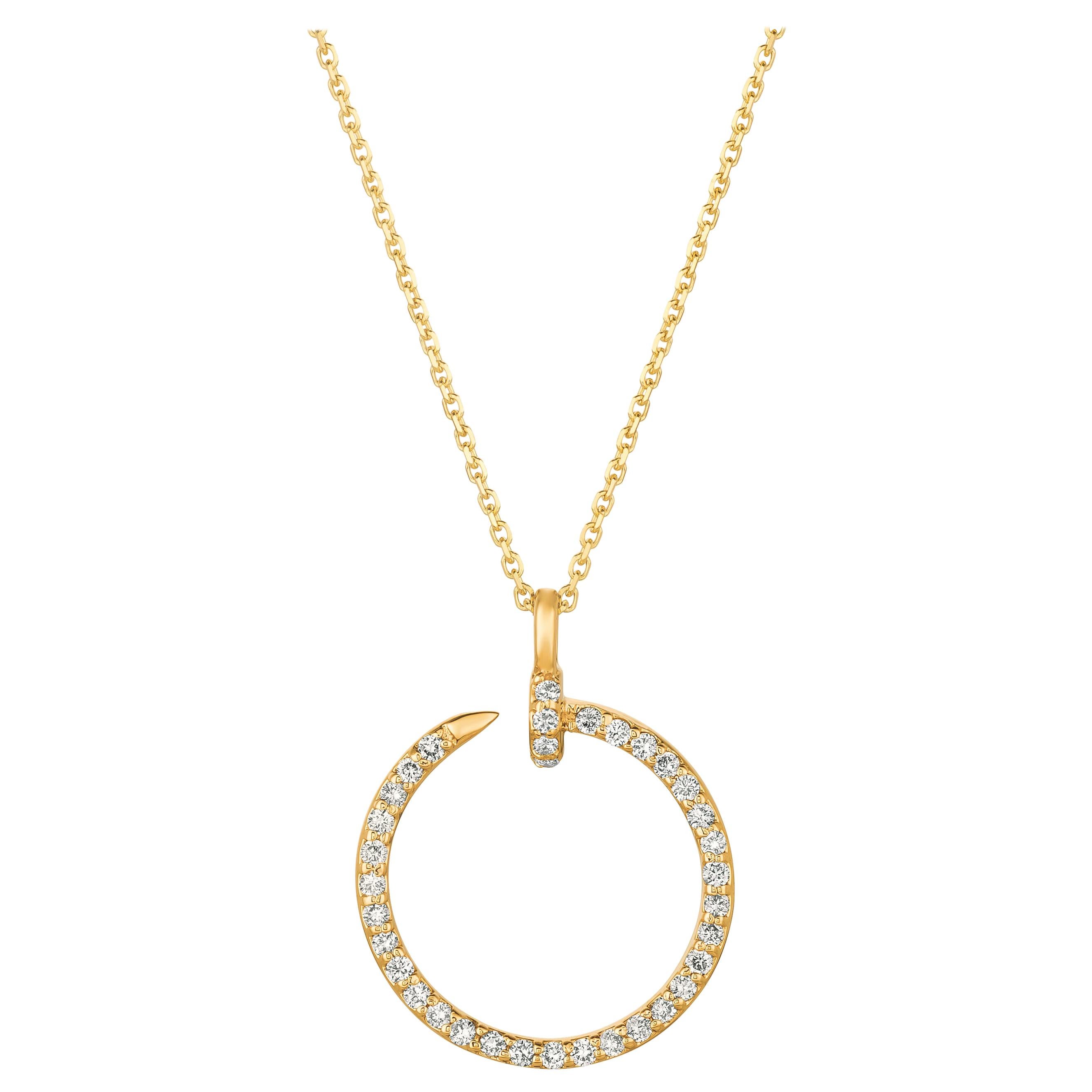 Collana di diamanti naturali da 0,35 carati in oro giallo 14 carati G SI