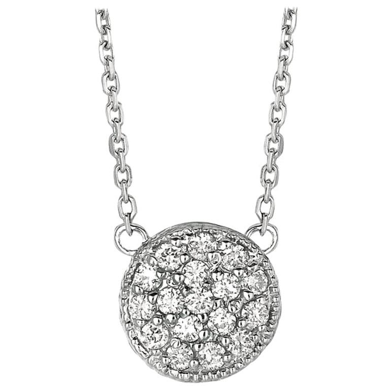 0.35 Carat Natural Diamond Round Necklace Pendant 14 Karat White Gold G SI For Sale