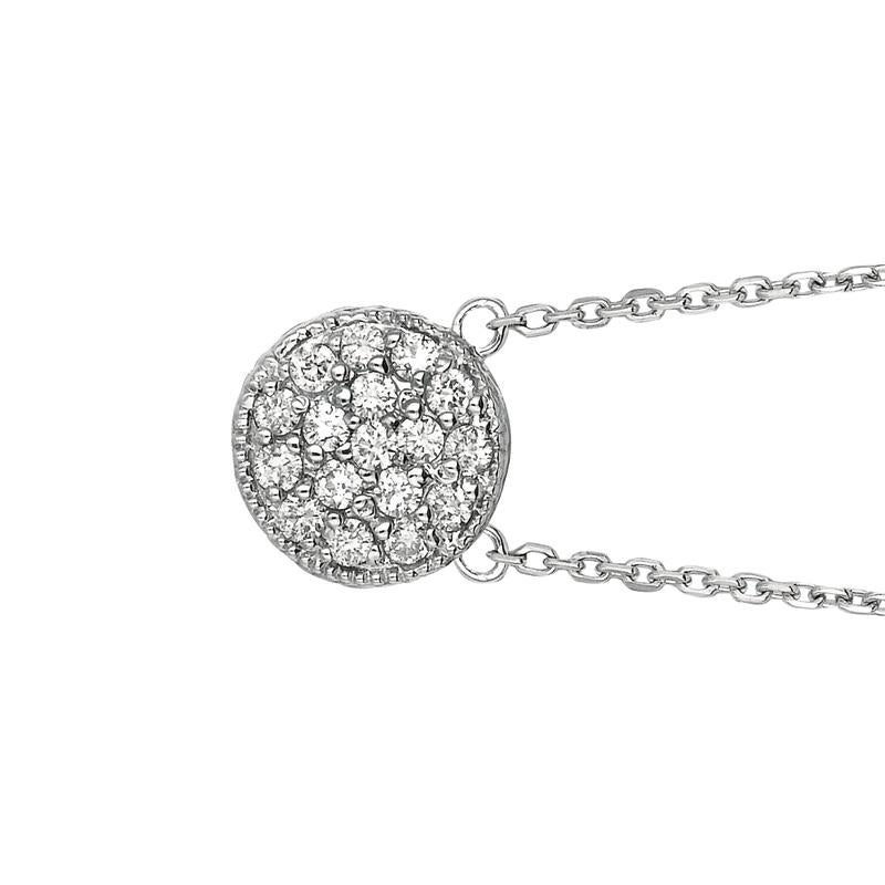 0.36 Carat Natural Diamond Necklace 14K White Gold G SI 18 inches chain

100% Natural Diamonds, Not Enhanced in any way Round Cut Diamond Necklace
0.36CT
G-H
SI
3/8 inch in diameter
14K White Gold Pave style 2.10 grams
17 stones

N5110WD

ALL OUR