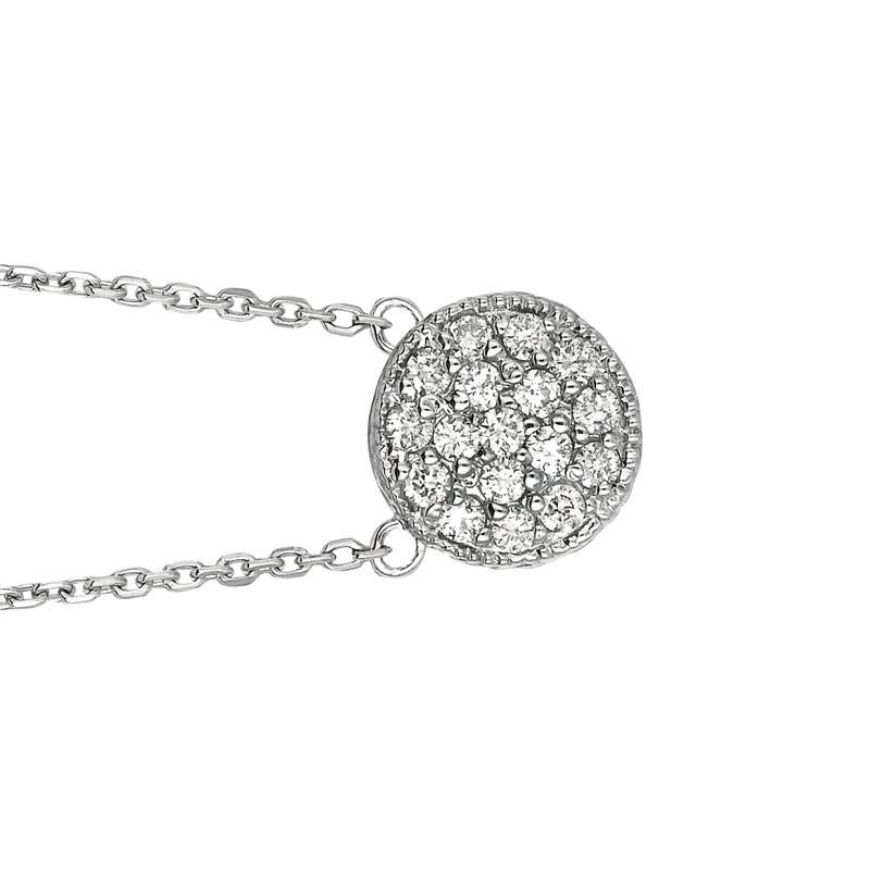 Round Cut 0.35 Carat Natural Diamond Round Necklace Pendant 14 Karat White Gold G SI For Sale