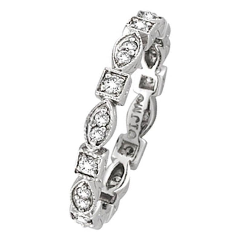 For Sale:  0.35 Carat Natural Diamond Stackable Stack Band Ring G SI 14 Karat White Gold 4