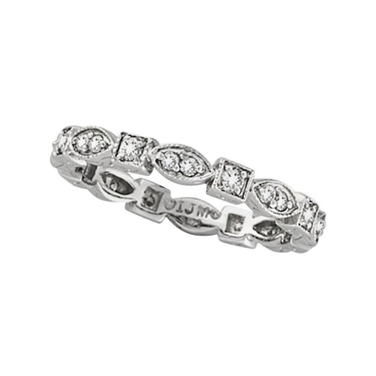 Im Angebot: 0,35 Karat natürlicher Diamant stapelbarer Stack Band Ring G SI 14 Karat Weißgold ()