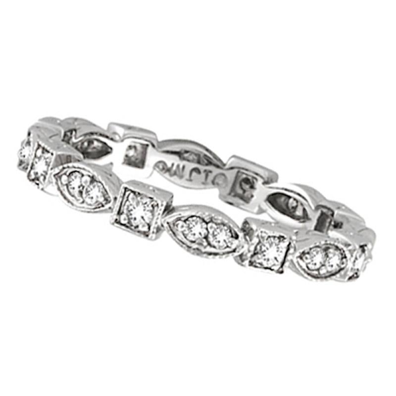 Contemporary 0.35 Carat Natural Diamond Stackable Stack Band Ring G SI 14 Karat White Gold For Sale
