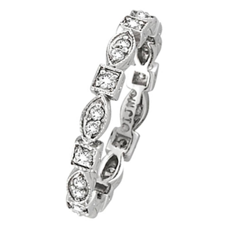 Round Cut 0.35 Carat Natural Diamond Stackable Stack Band Ring G SI 14 Karat White Gold For Sale