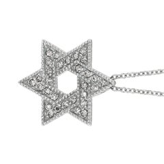 0.35 Carat Natural Diamond Star of David Necklace 14 Karat White Gold G SI Chain