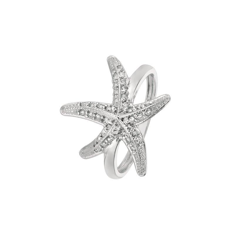 For Sale:  0.35 Carat Natural Diamond Starfish Ring Band G SI 14 Karat White Gold 4