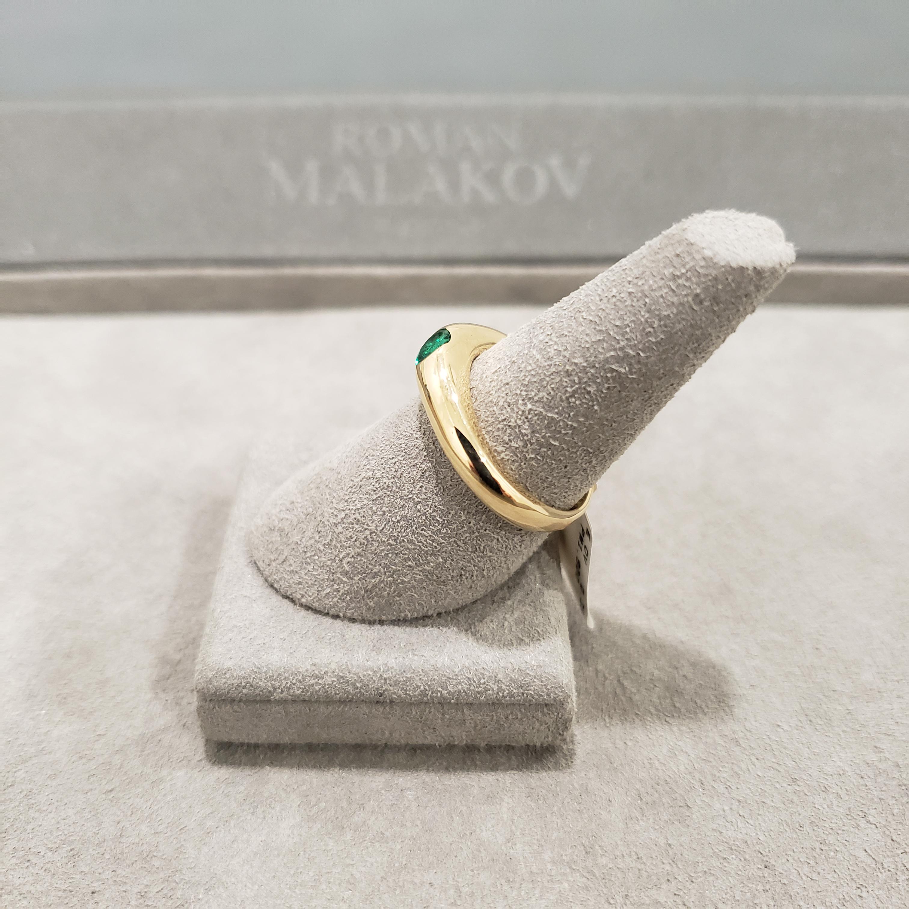 0,35 Karat Oval geschliffener grüner Smaragd Solitär Ring im Angebot 1