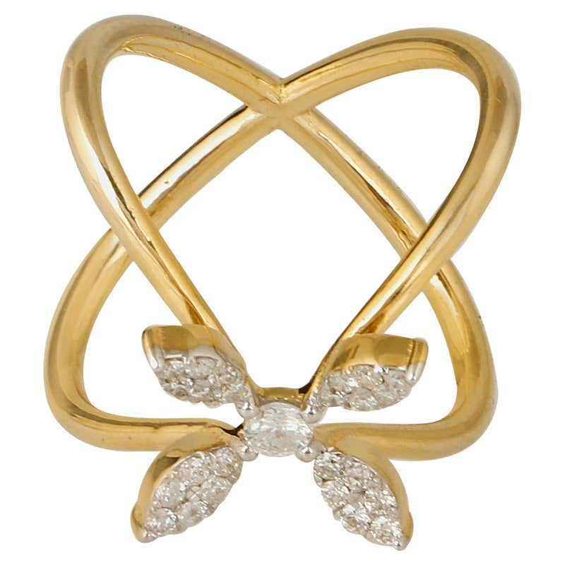 Real 0.35 Carat Diamond Criss Cross Ring 18 Karat Rose Gold Handmade ...