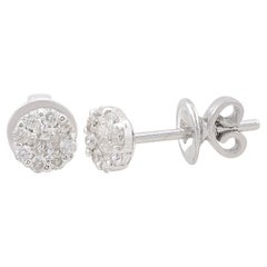 0.35 Carat SI Clarity HI Color Diamond Pave Stud Earrings 10k White Gold Jewelry