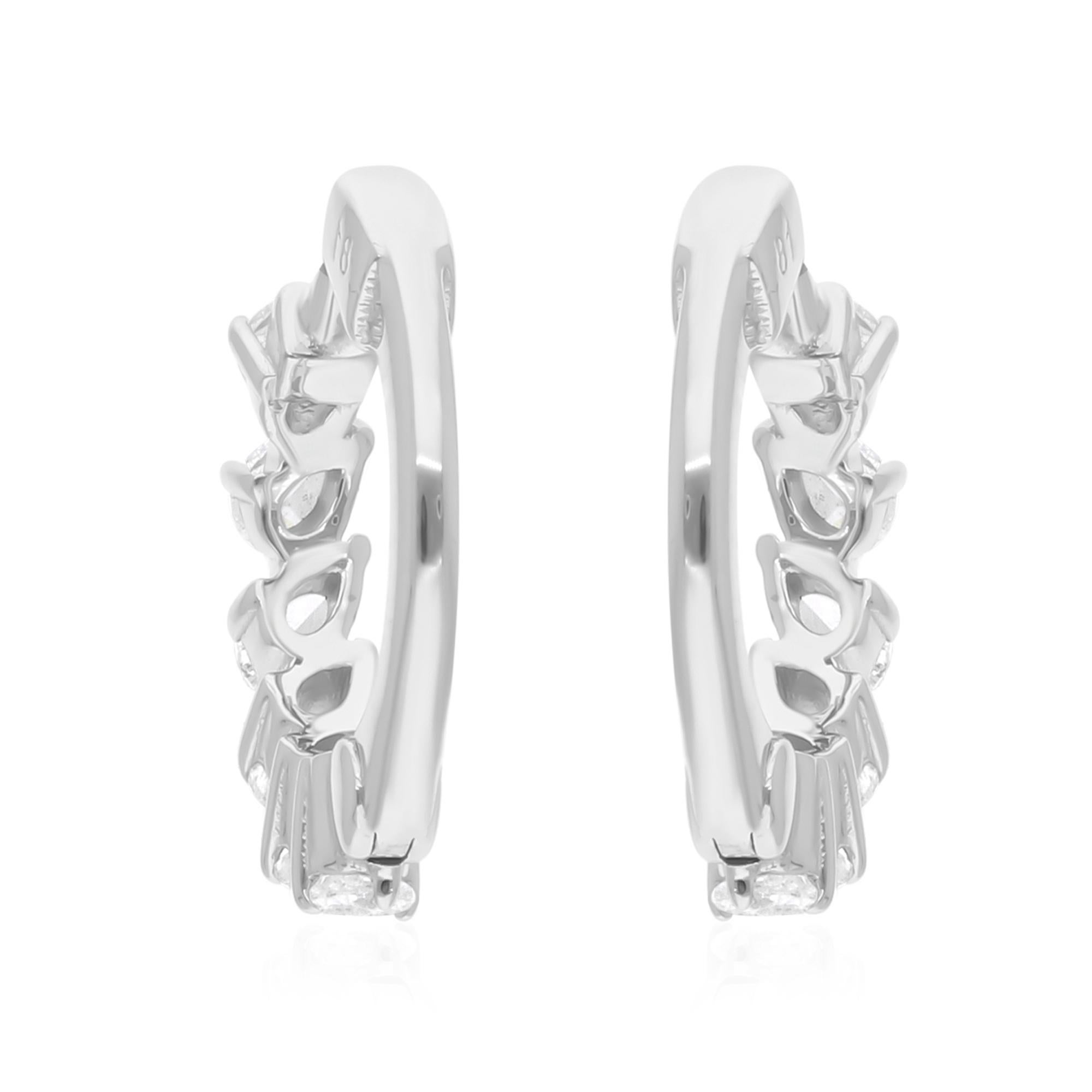 De las mujeres Pendientes de aro de diamantes talla pera brillante SI/H de 0,35 quilates y oro blanco de 18 quilates en venta