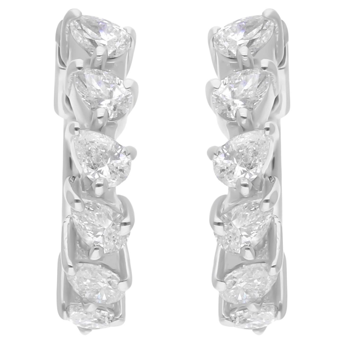 0.35 Carat SI/H Pear Brilliant Cut Diamond Hoop Earrings 18 Karat White Gold