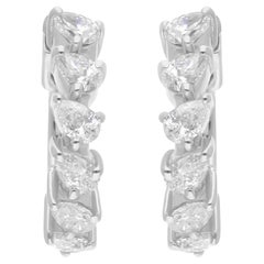 0.35 Carat SI/H Pear Brilliant Cut Diamond Hoop Earrings 18 Karat White Gold