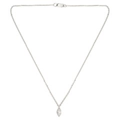 Real 0.75 Carat Solitaire Marquise Diamond Charm Necklace 14k White Gold Jewelry