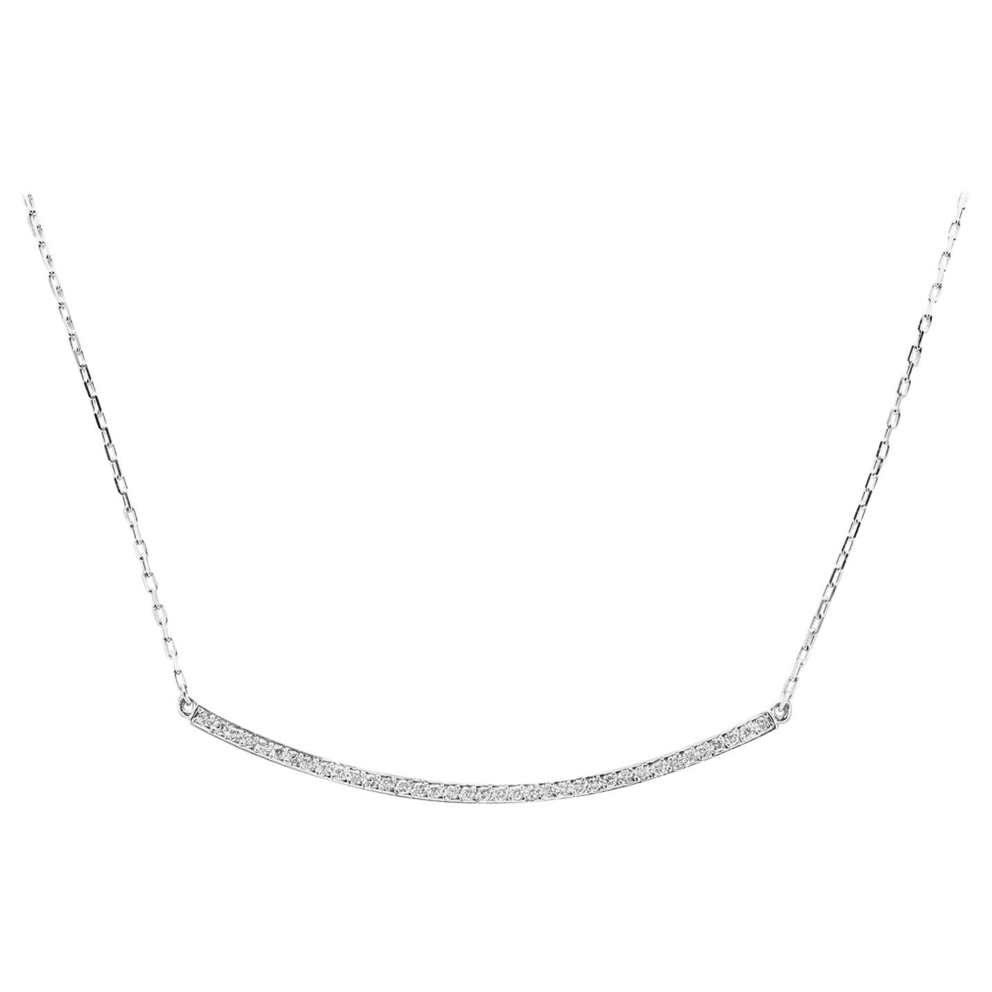 0.35 Carat Stunning 14 Karat Solid White Gold Diamond Necklace