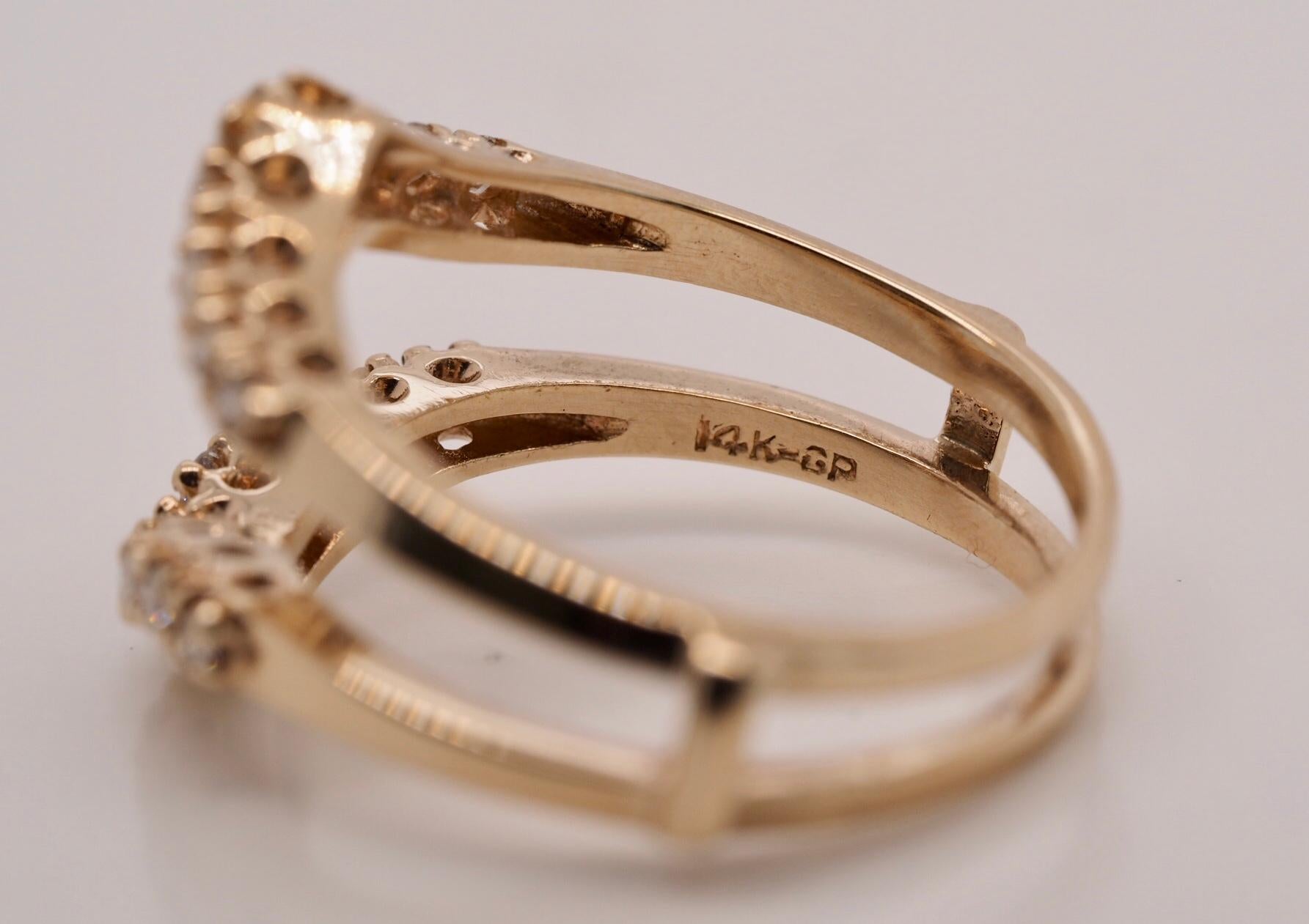0.35 Carat Vintage Style 14 Karat Yellow Gold Diamond Ring Enhancer