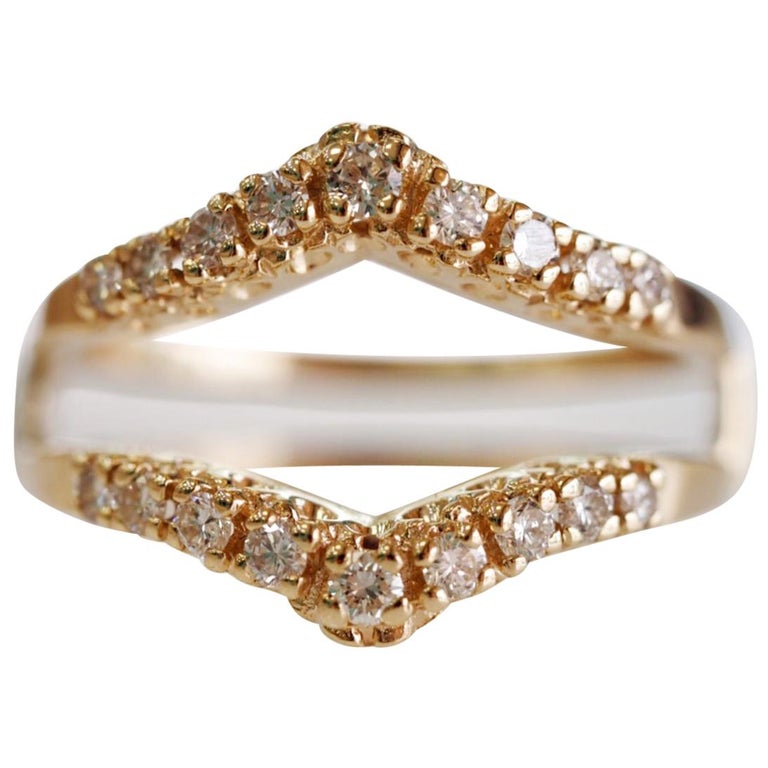 0.35 Carat Vintage Style 14 Karat Yellow Gold Diamond Ring Enhancer/ Wrap/ Guard For Sale at 1stDibs