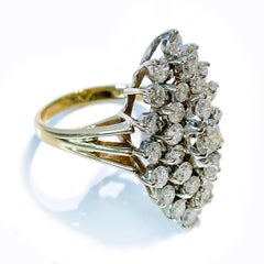 14K Two-Tone Diamond Cluster Ring, 2.06ct, Split Band, USA