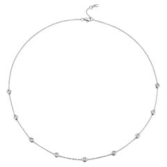 0.35 Carats 9-Station Diamond by the Yard Necklace in 18 Karat White Gold