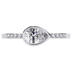 0.35 CT Bezel Set East West Pear Diamond Ring in 14K Gold Diamond
