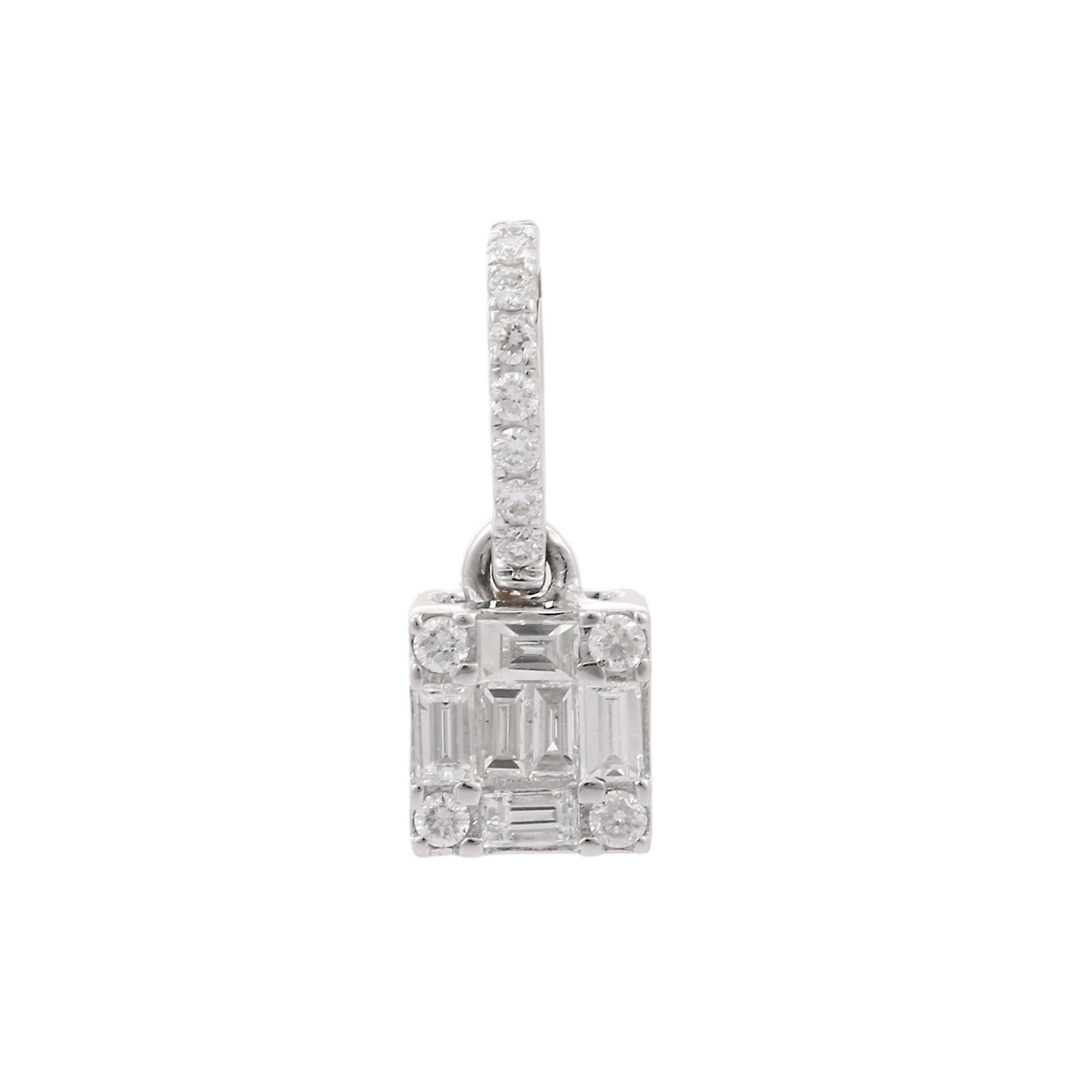 Modern 0.35 ct Diamond Wedding Pendant Necklace For Her Studded in 14K White Gold For Sale