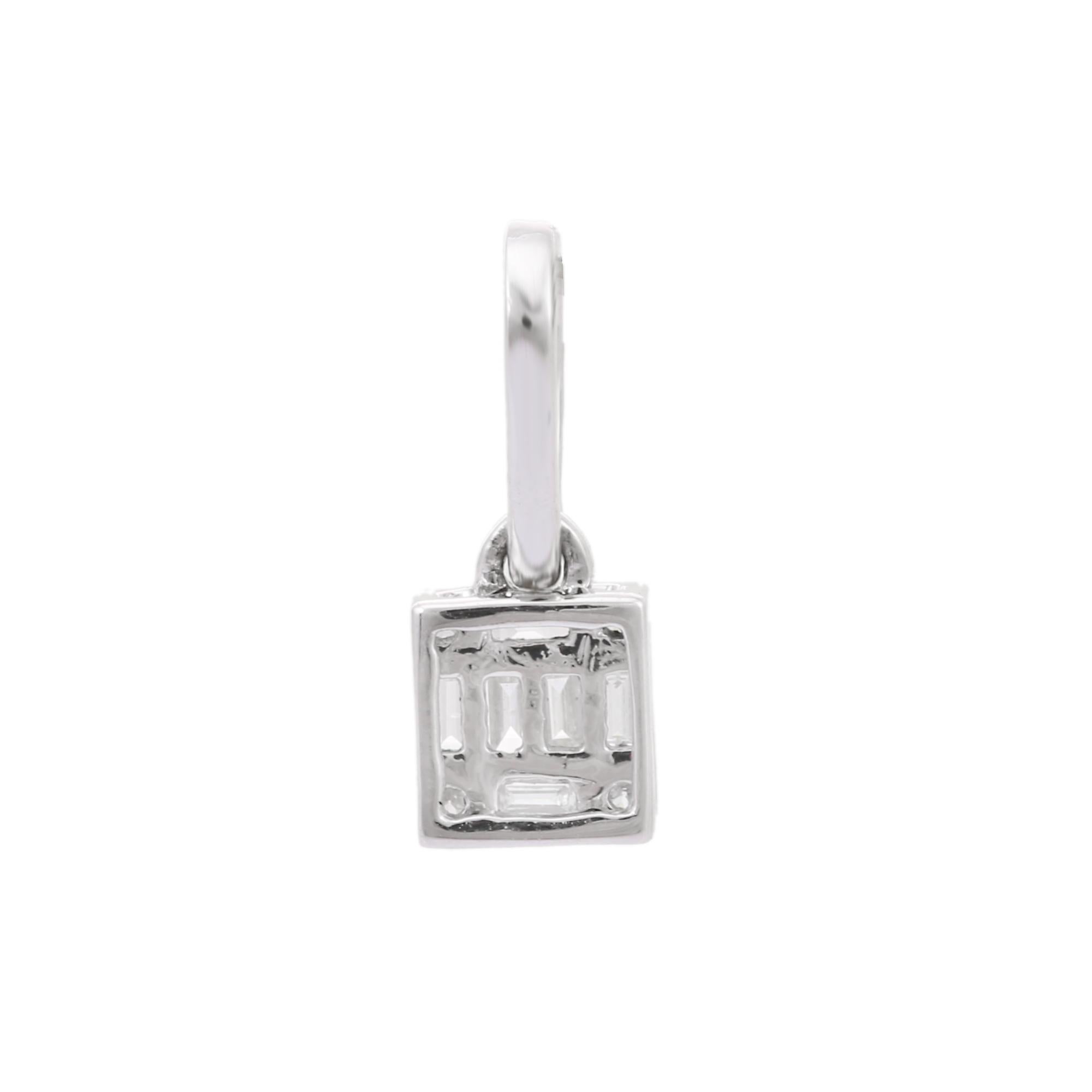 Mixed Cut 0.35 ct Diamond Wedding Pendant Necklace For Her Studded in 14K White Gold For Sale