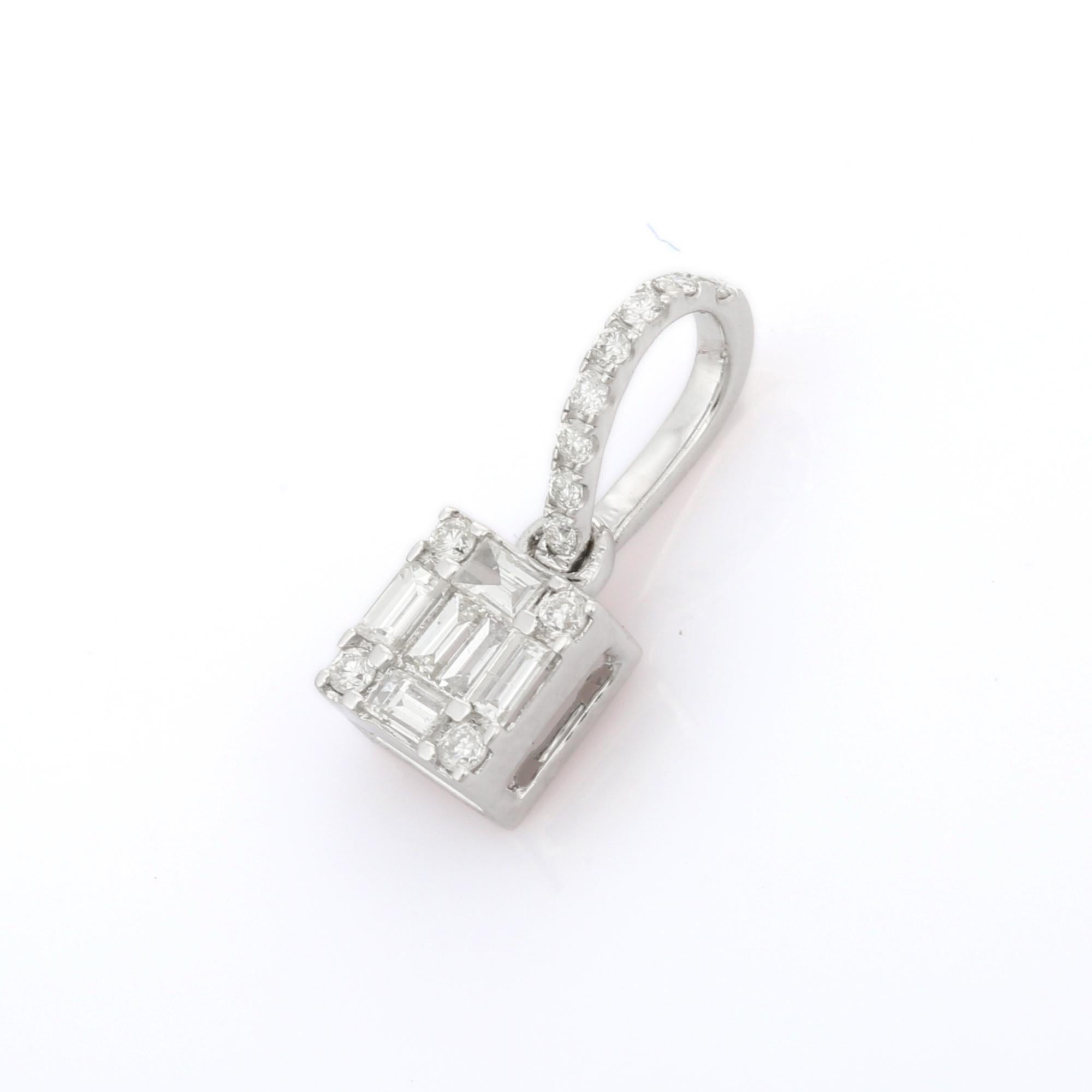0.35 ct Diamond Wedding Pendant Necklace For Her Studded in 14K White Gold In New Condition For Sale In Houston, TX