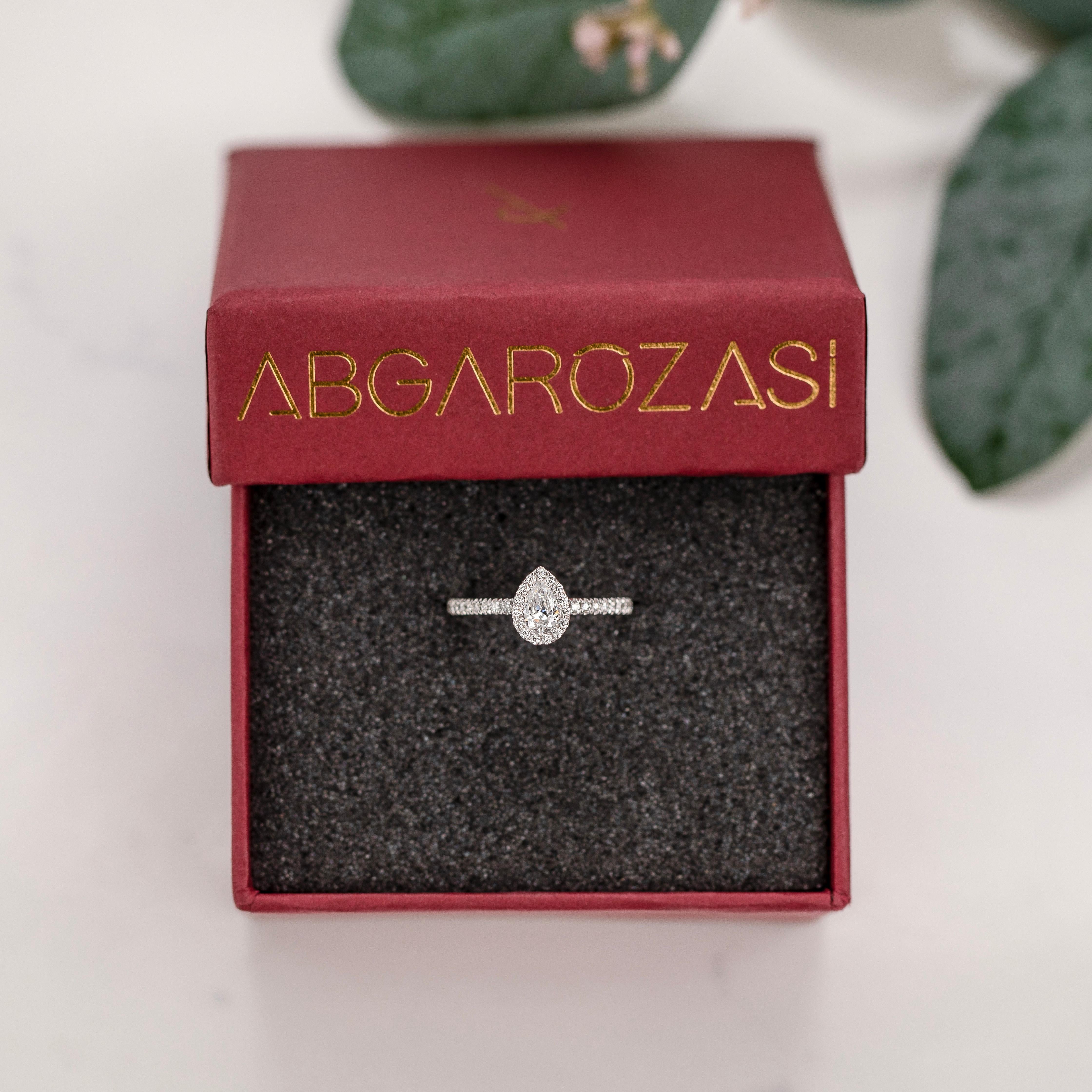 For Sale:  0.35 ct Drop Cut Diamond Solitaire, Diamond Solitaire Ring with Edge Stone 12