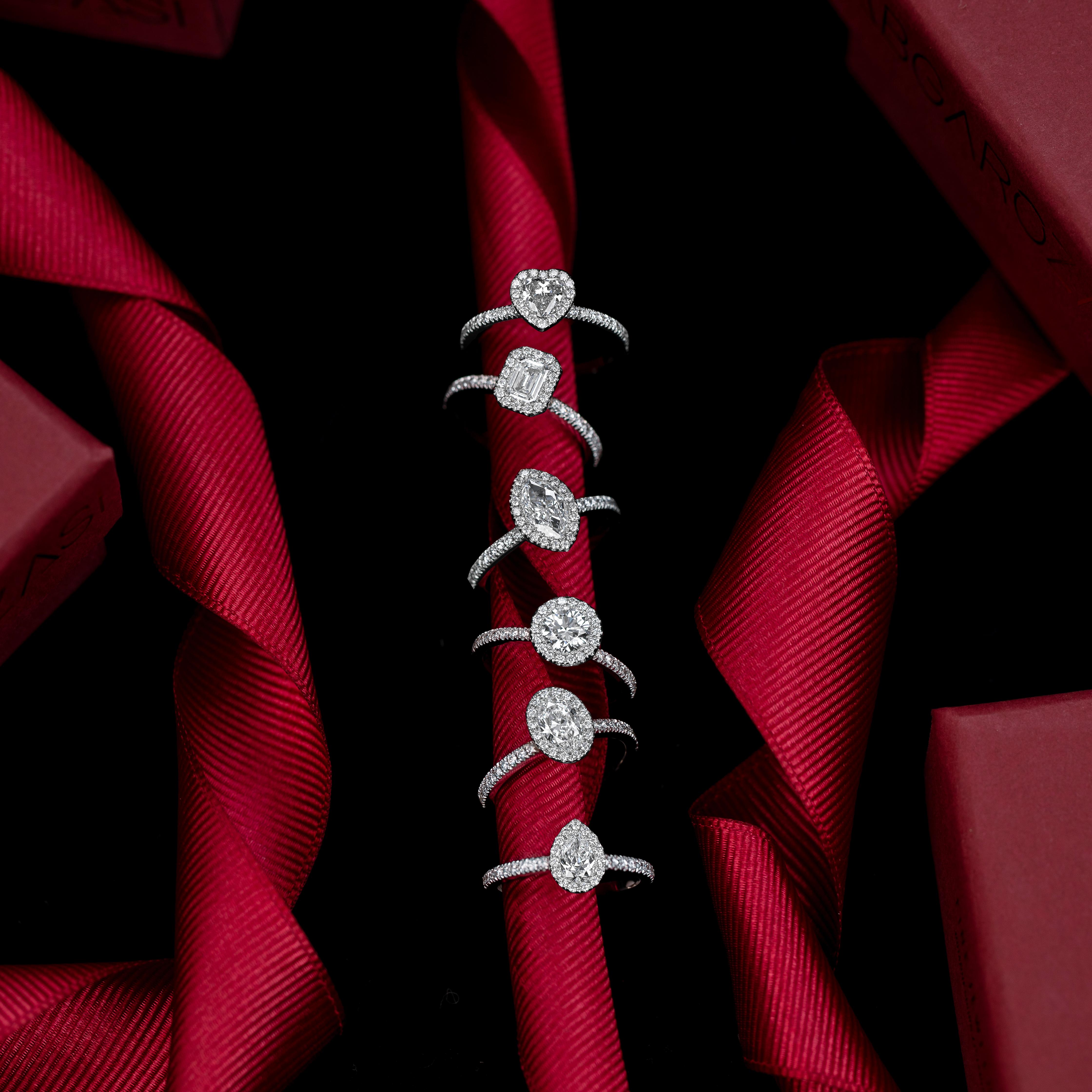 For Sale:  0.35 ct Drop Cut Diamond Solitaire, Diamond Solitaire Ring with Edge Stone 14