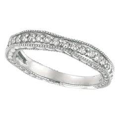 0.35 CT Natural Diamond Antique Style Ring Band G SI 14K White Gold