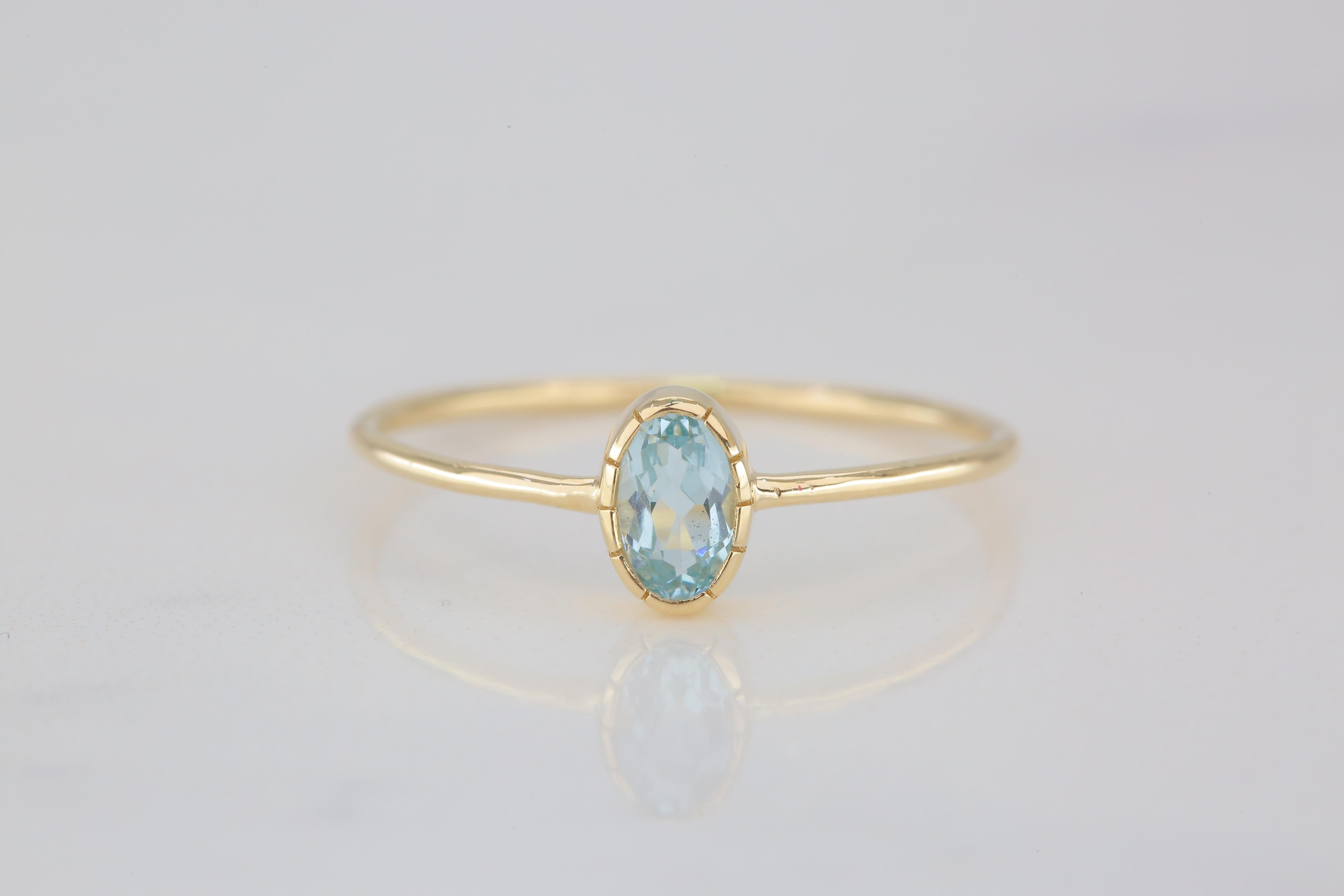 For Sale:  0.35 Ct Oval Cut Sky Topaz 14K Gold Birthstone Ring 3