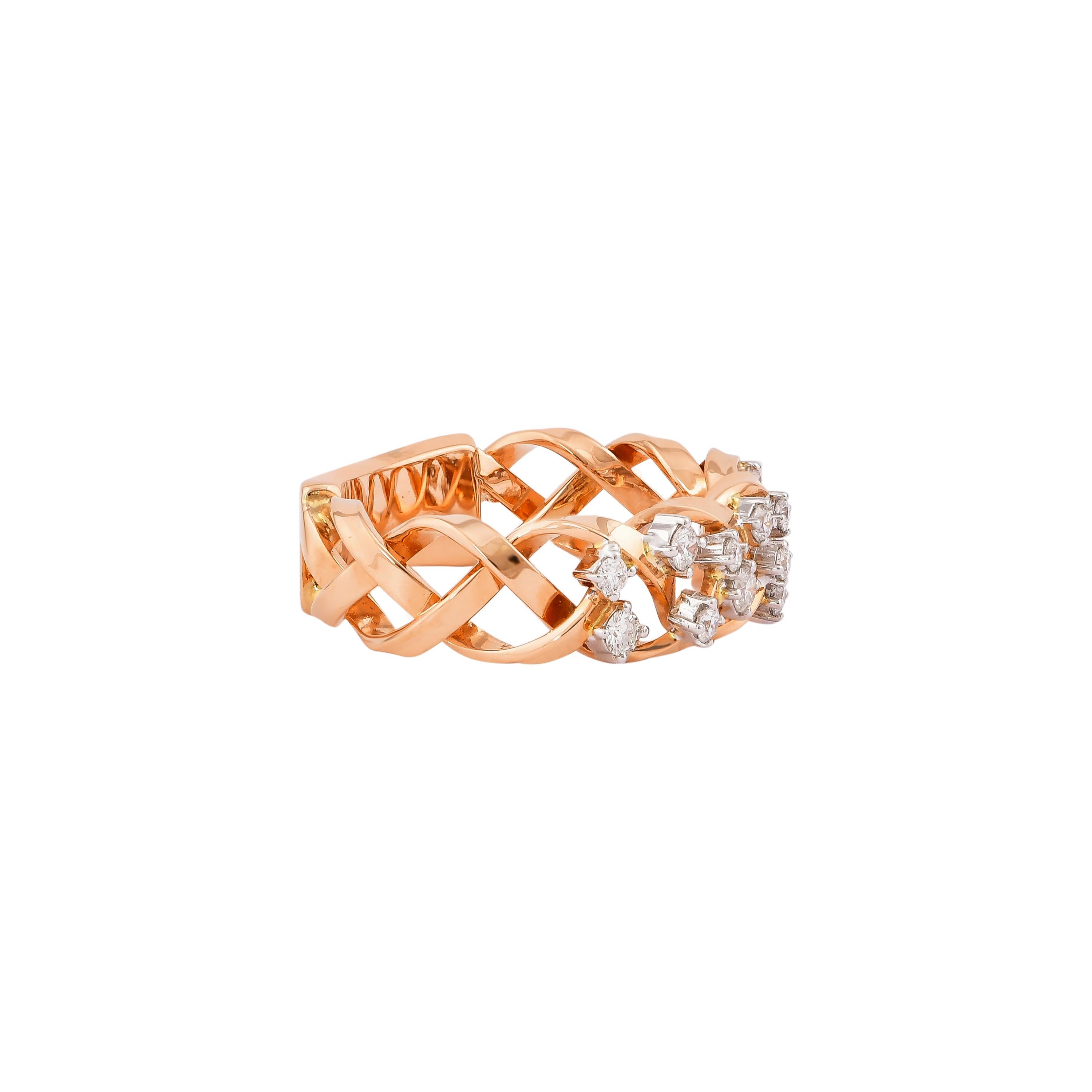 Unique and Designer Cocktail Rings by Sunita Nahata Fine Design.

Classic Diamond ring in 18K White & Rose gold. 

Diamond: 0.178 carat, 2.30mm size, round shape, G colour, VS clarity.
Diamond: 0.1 carat, 1.90mm size, round shape, G colour, VS