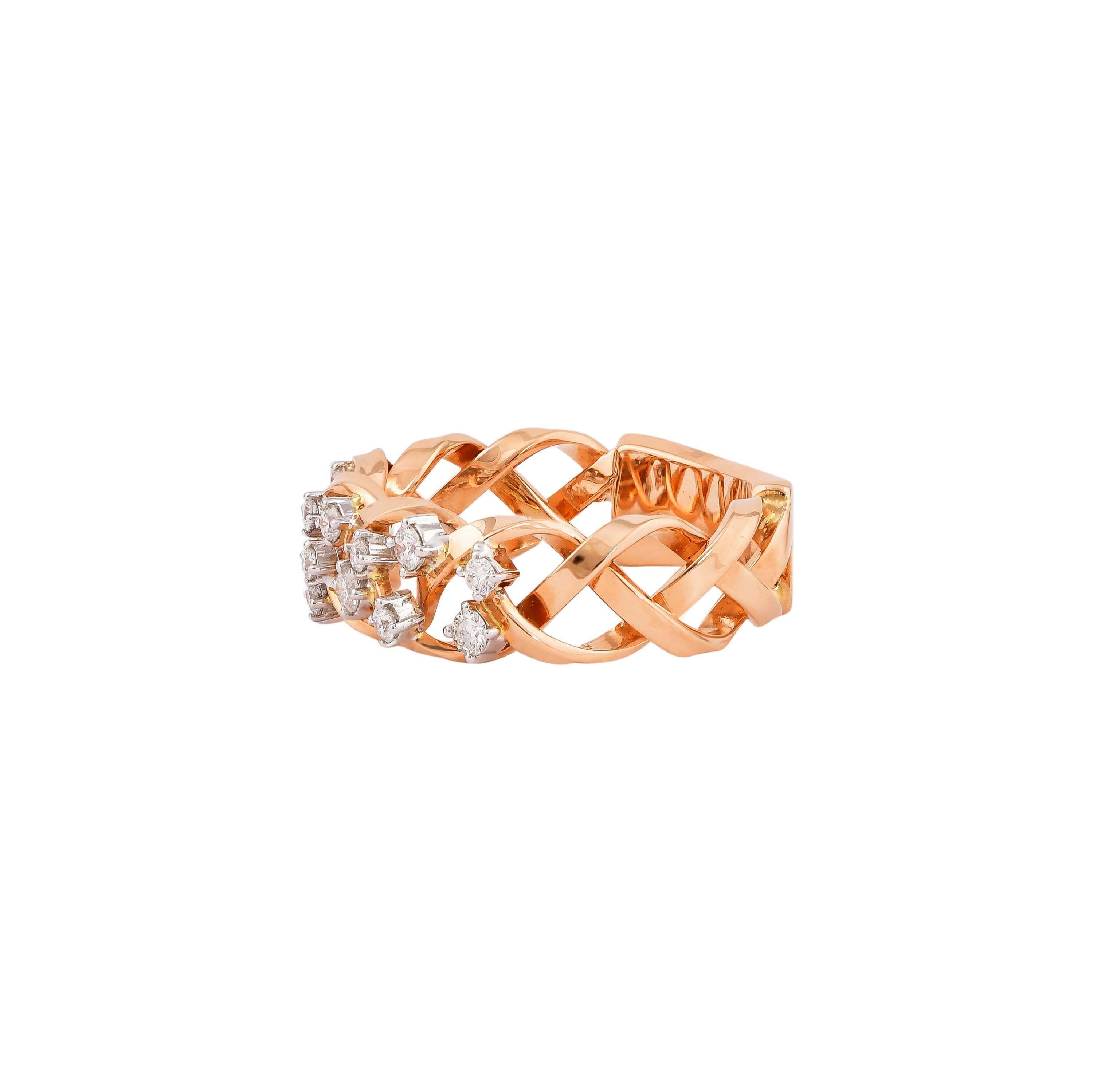 Contemporary Sunita Nahata Diamond 0.35ct. Fancy Ring in 18Karat White & Rose Gold. For Sale