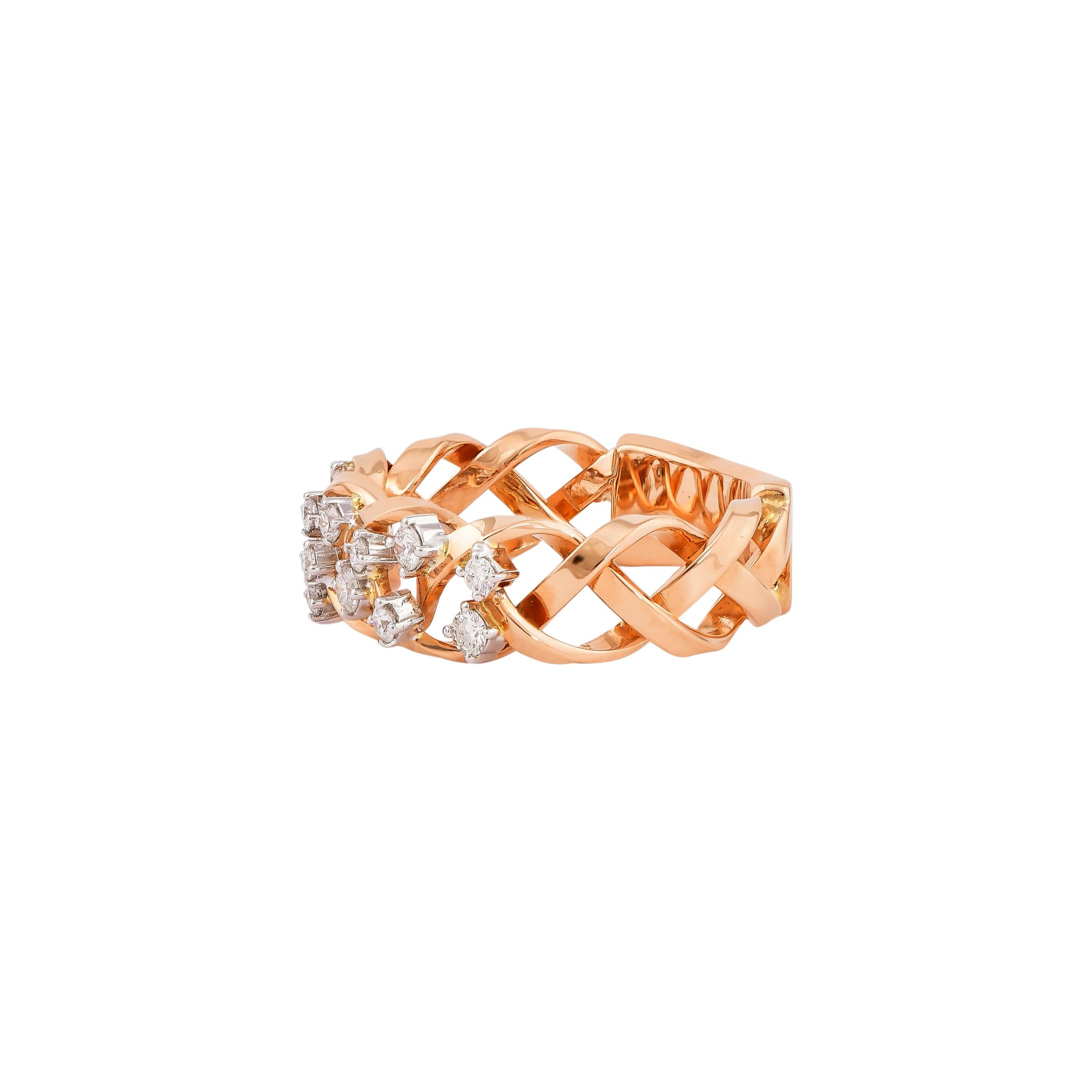 Contemporary 0.354 Carat Diamond Ring in 18 Karat White & Rose Gold For Sale