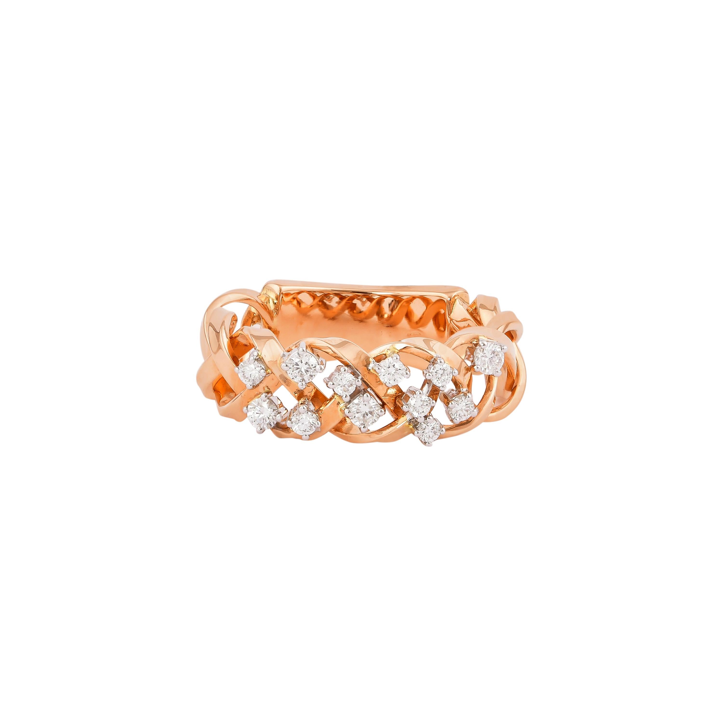 Round Cut 0.354 Carat Diamond Ring in 18 Karat White & Rose Gold For Sale