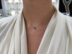 0.35ct 14K AAA Petite Natural Round Cut Fine Quality Emerald Claw Prong Necklace