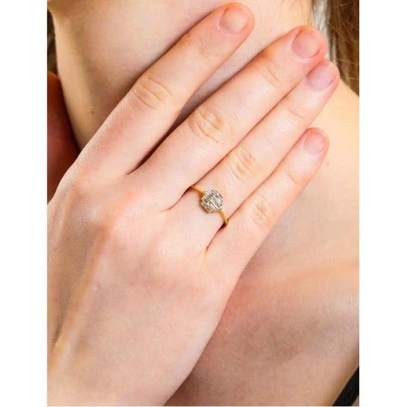 0,35ct - Art-Deco Baguette Diamantring (Moderne) im Angebot