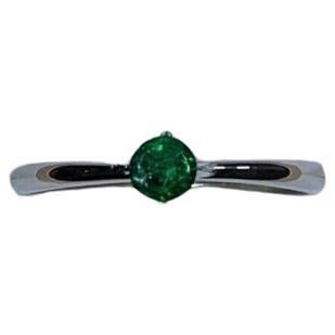 0.35ct Colombian Emerald Solitaire Engagement Ring In Platinum For Sale