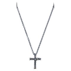 0.35ct Diamond chunky cross pendant necklace in 18ct white gold 18 inches