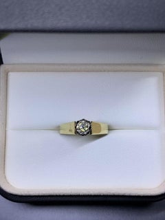0.35ct Diamond chunky solitaire engagement ring 18ct yellow gold 3.7g